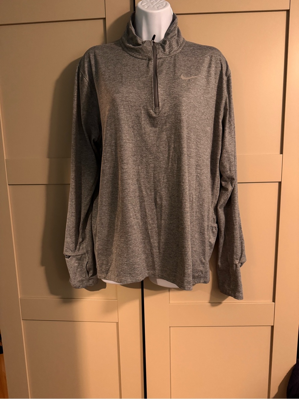 Nike Women's Gray Quarter-Zip Pullover Sweater